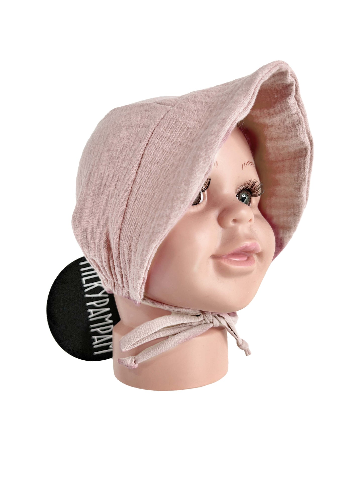 Sofortverkauf Size 2 : 45-50 cm Sun Bonnet Mütze Musselin Blush