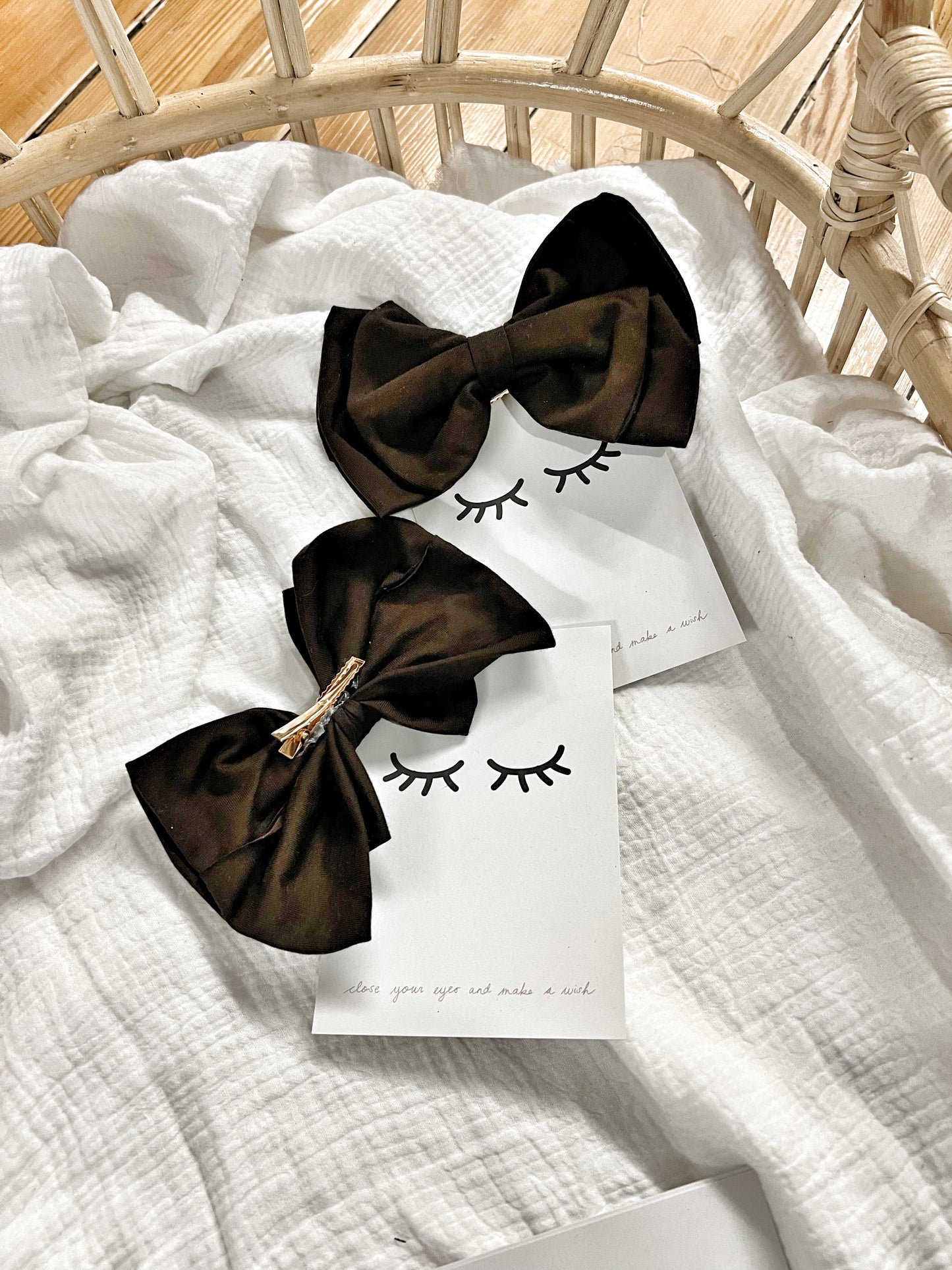 Sofortverkauf Double Bow Hair Clip Chocolate