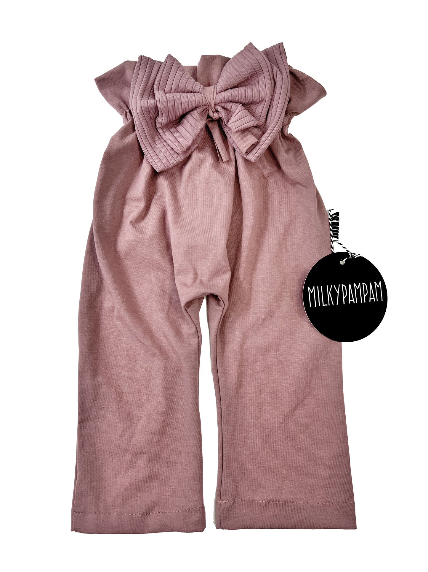 Size 1 : 68/74 cm , Sofortverkauf Paperbag Pants Flared Double Bow Snap On Mauve