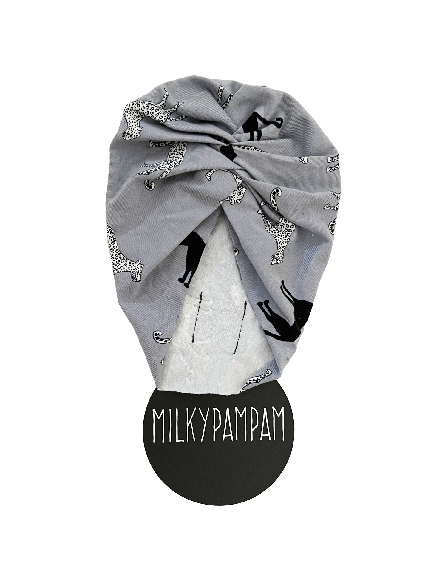 Size 0, 35-40 cm Sofortverkauf Turban Leopard Grey Minimal