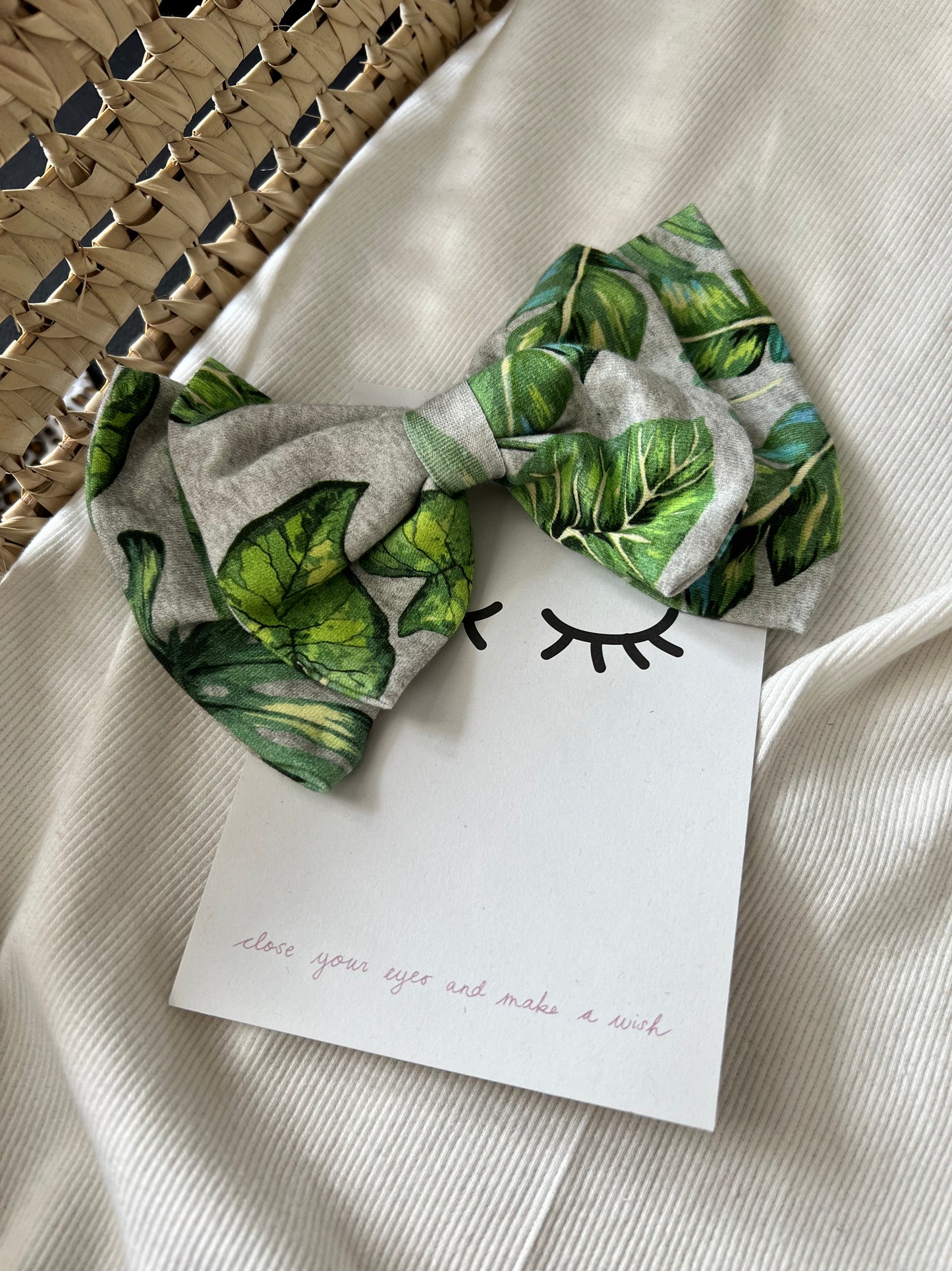 Sofortverkauf Double Bow Hair Clip Jungle Grey Melange