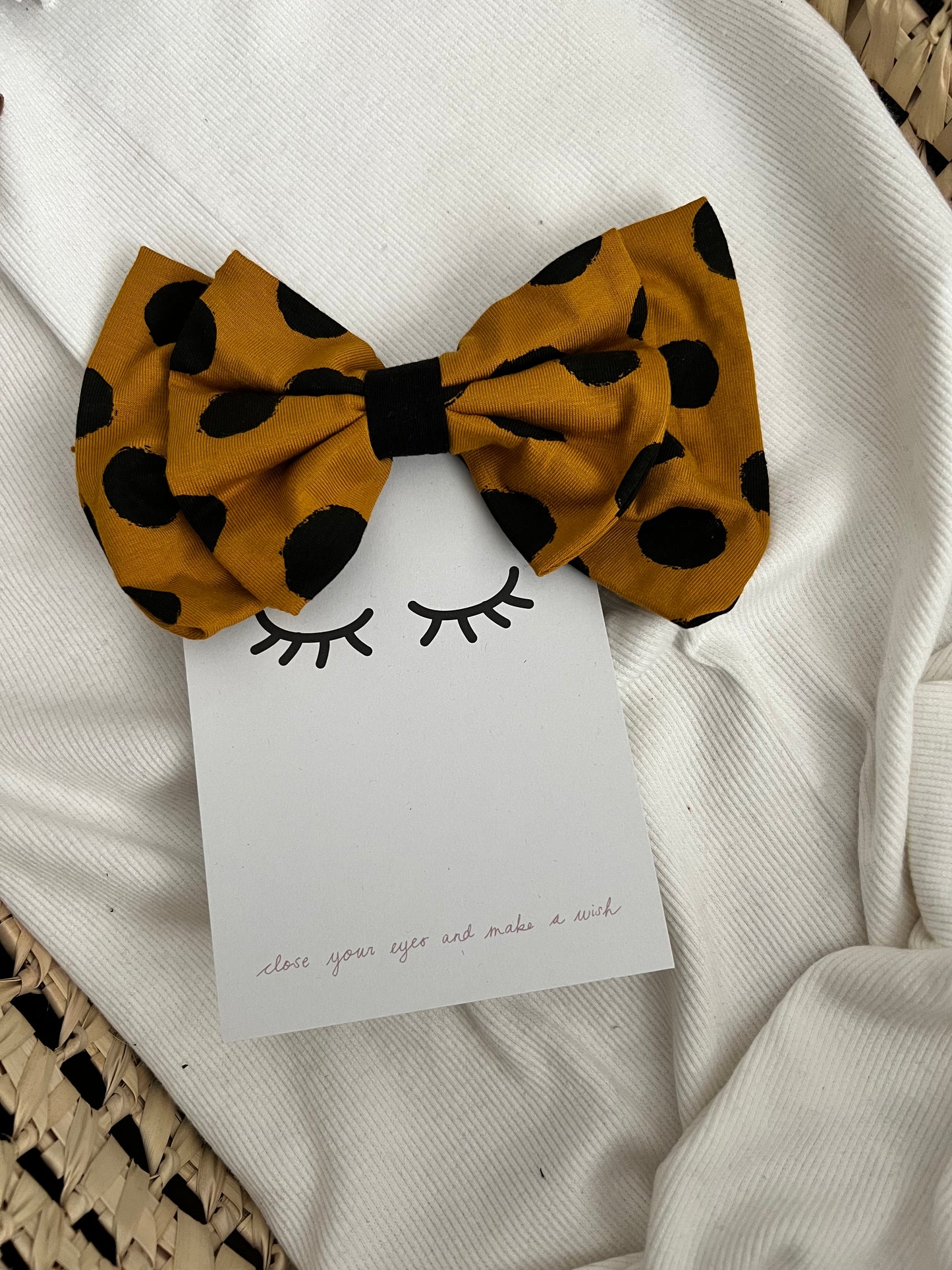 Sofortverkauf Double Bow Hair Clip Maxi Dots Mustard