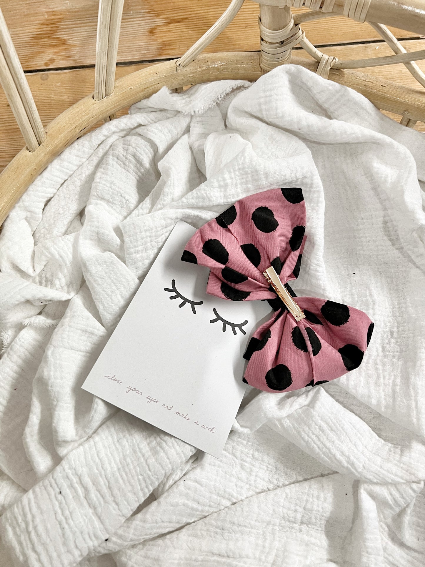 Sofortverkauf Double Bow Hair Clip Maxi Dots Pink