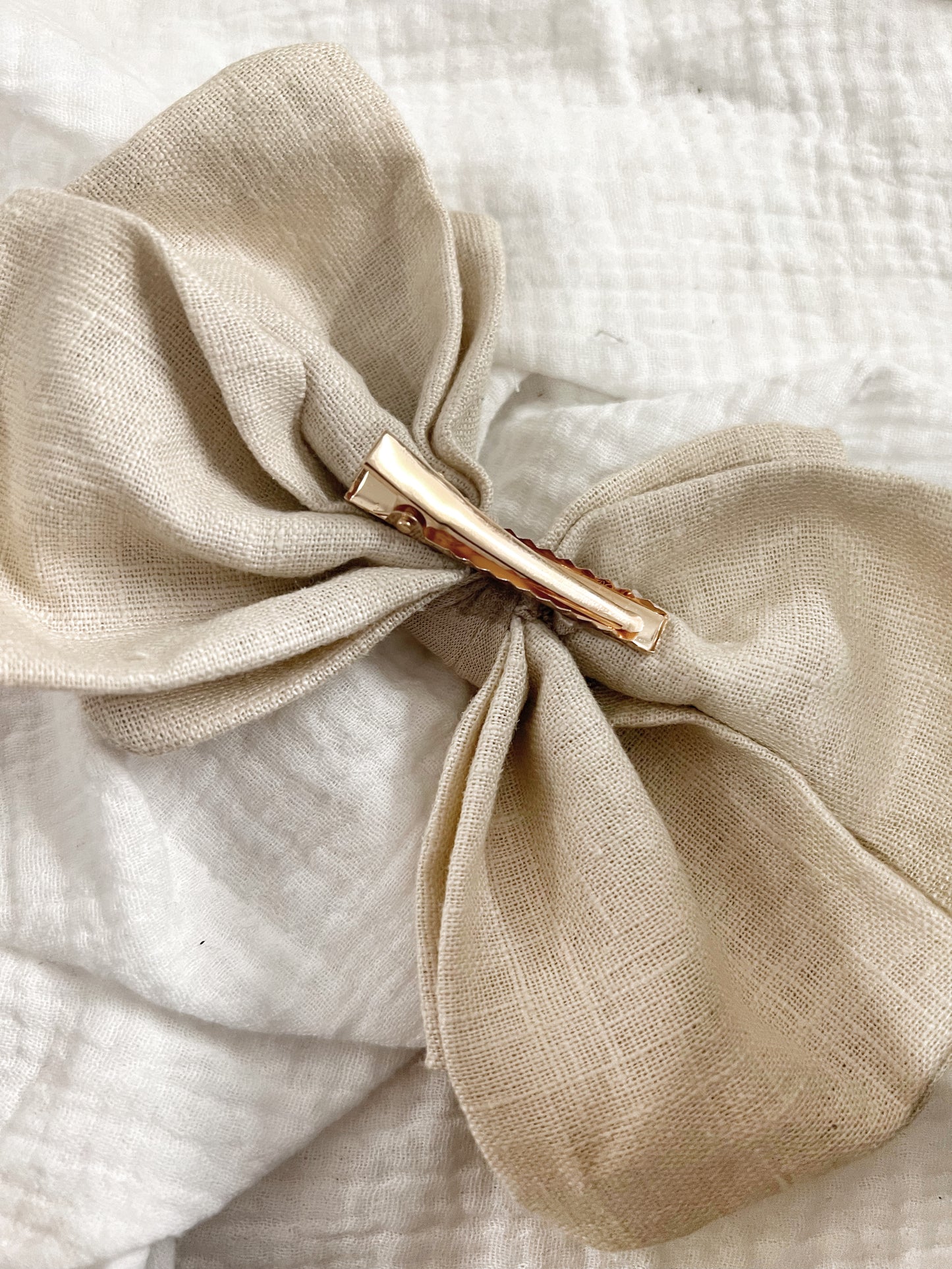 Sofortverkauf Double Bow Hair Clip Linen Sand