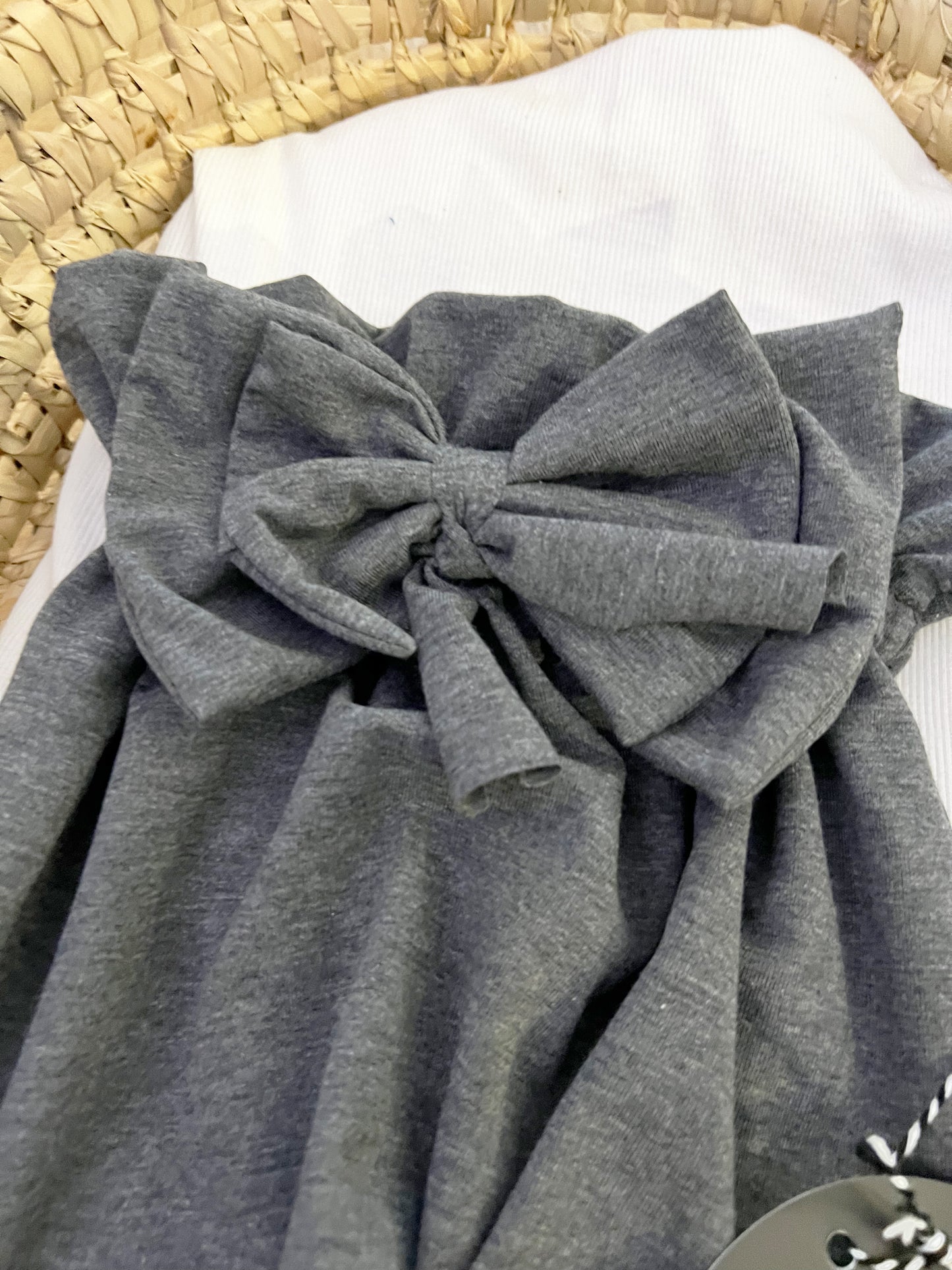 Size 1 68/74, Sofortverkauf Paperbag Pants Double Bow Snap On Anthracite Melange