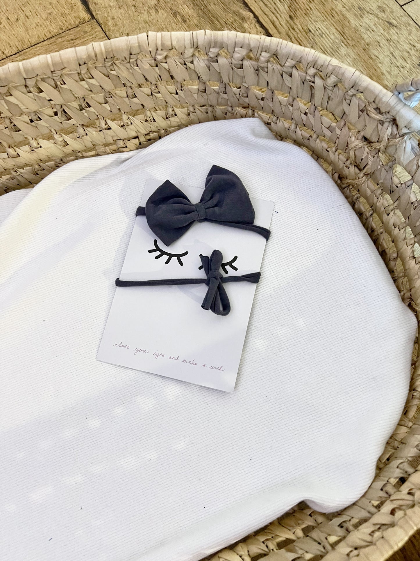 One Size Bow Hair Band Anthracite