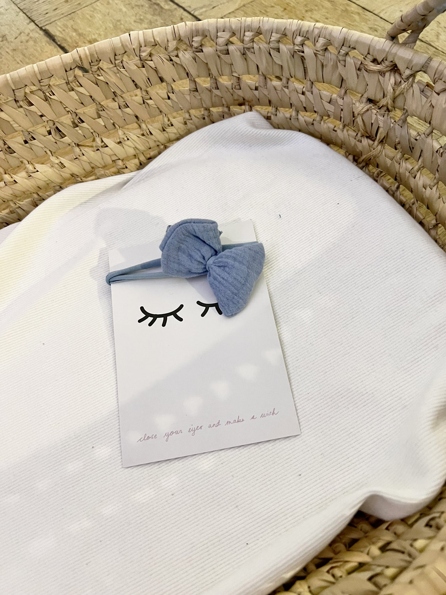 One Size Bow Hair Band Musselin Blue