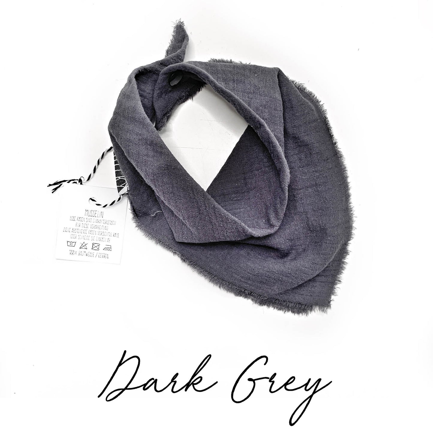 Sofortverkauf Halstuch Simple Bib Musselin Open Edge Dark Grey