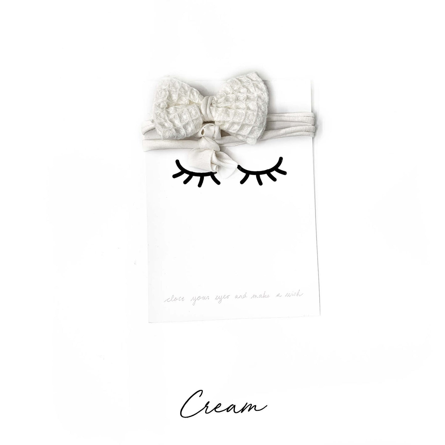 Sofortverkauf One Size Bow Hair Band Waffelpiqué Cream