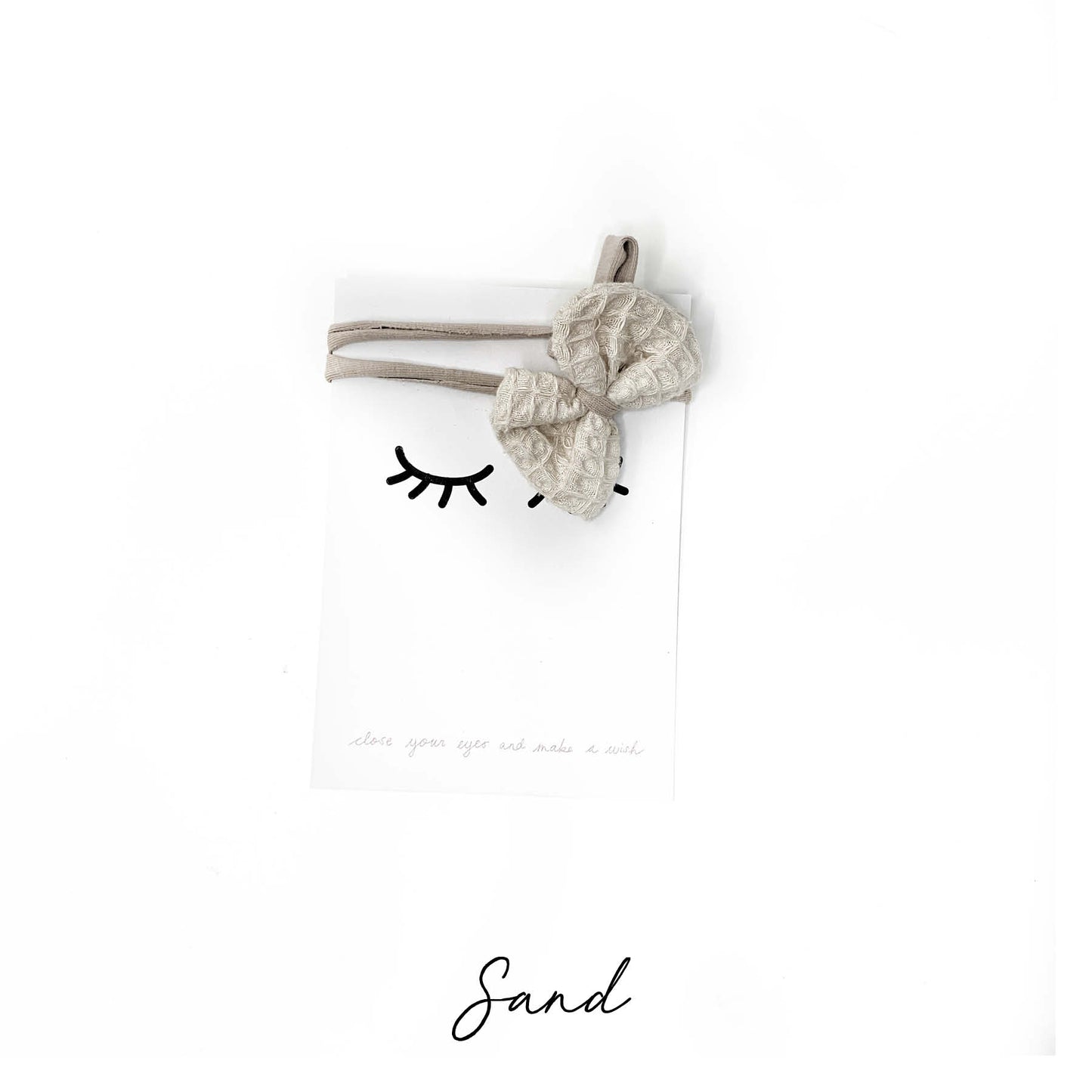 Sofortverkauf One Size Bow Hair Band Waffelpiqué Sand