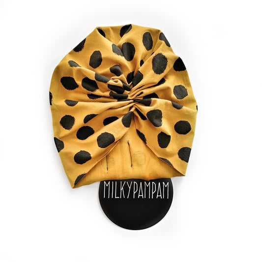 Size 3 : 50-55 cm Sofortverkauf Turban MInimal  Maxi Dots Mustard