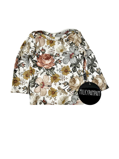 Long Sleeve Shirt & Body Rib Vintage Flowers