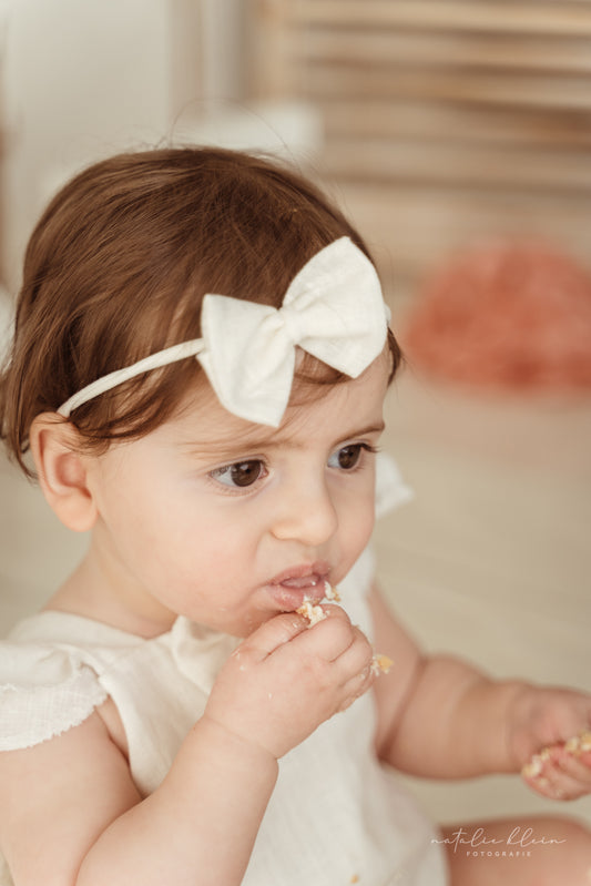 Sofortverkauf  One  Size  Bow Hair Band Cream Linen