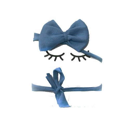 One  Size  Bow Hair Band Blue French Terry