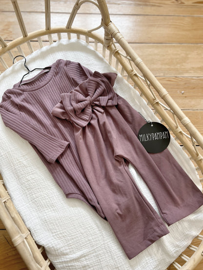 Long Sleeve Shirt & Body Mauve Rib