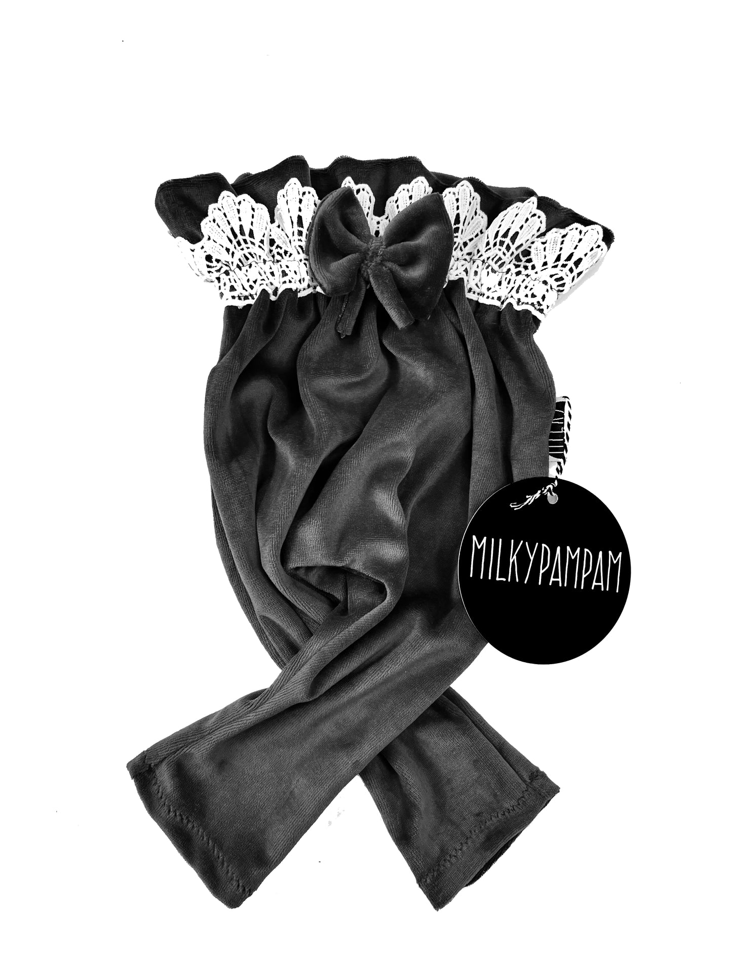 Paperbag Pants Black Velvet + Lace