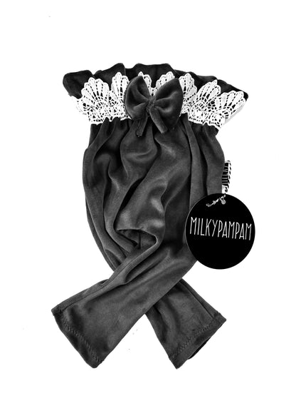 Paperbag Pants Black Velvet + Lace