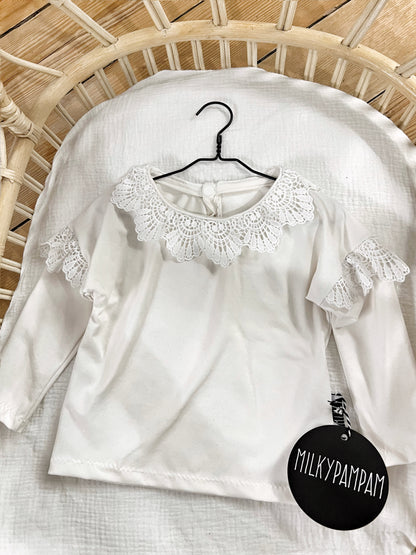 Grace Long Sleeve Shirt  Cream Lace