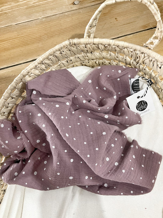 Sofortverkauf Musselin  Midi Tuch Mauve Dots