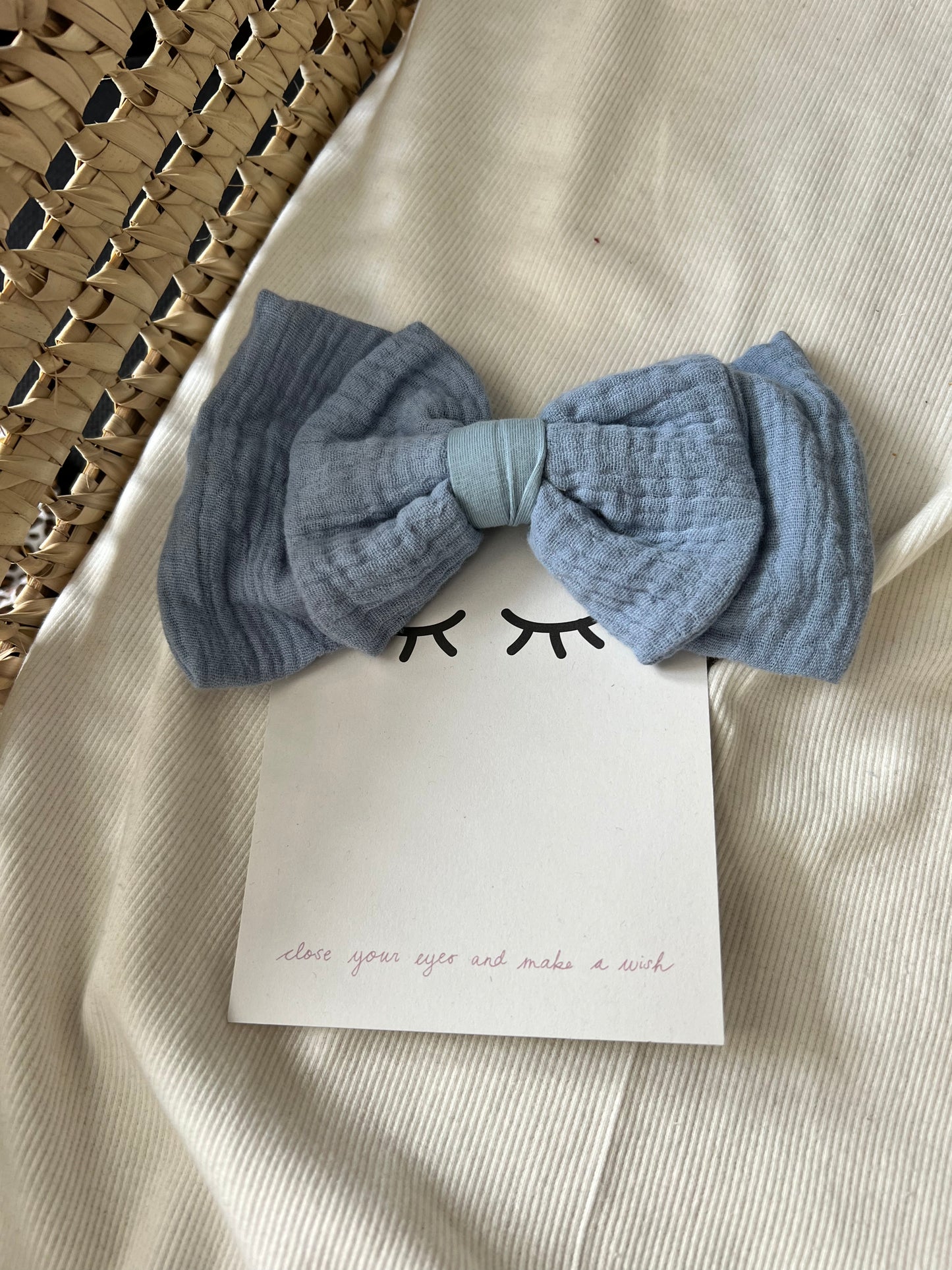 Sofortverkauf  Double Bow Clip Hair Musselin Blue