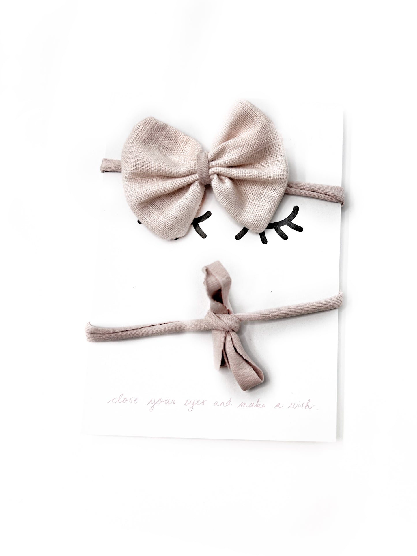 One  Size  Bow Hair Band Linen Nude