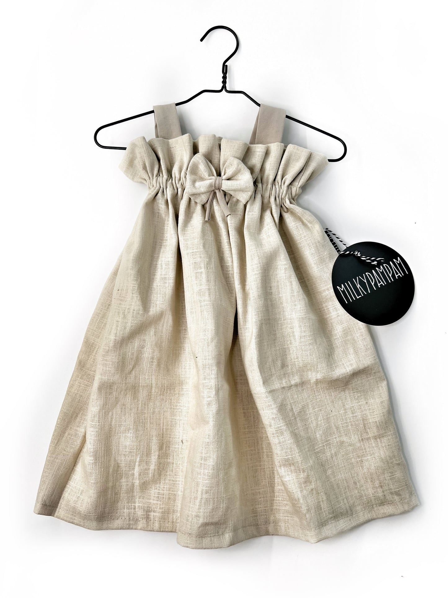Paperbag Dress Sand Linen