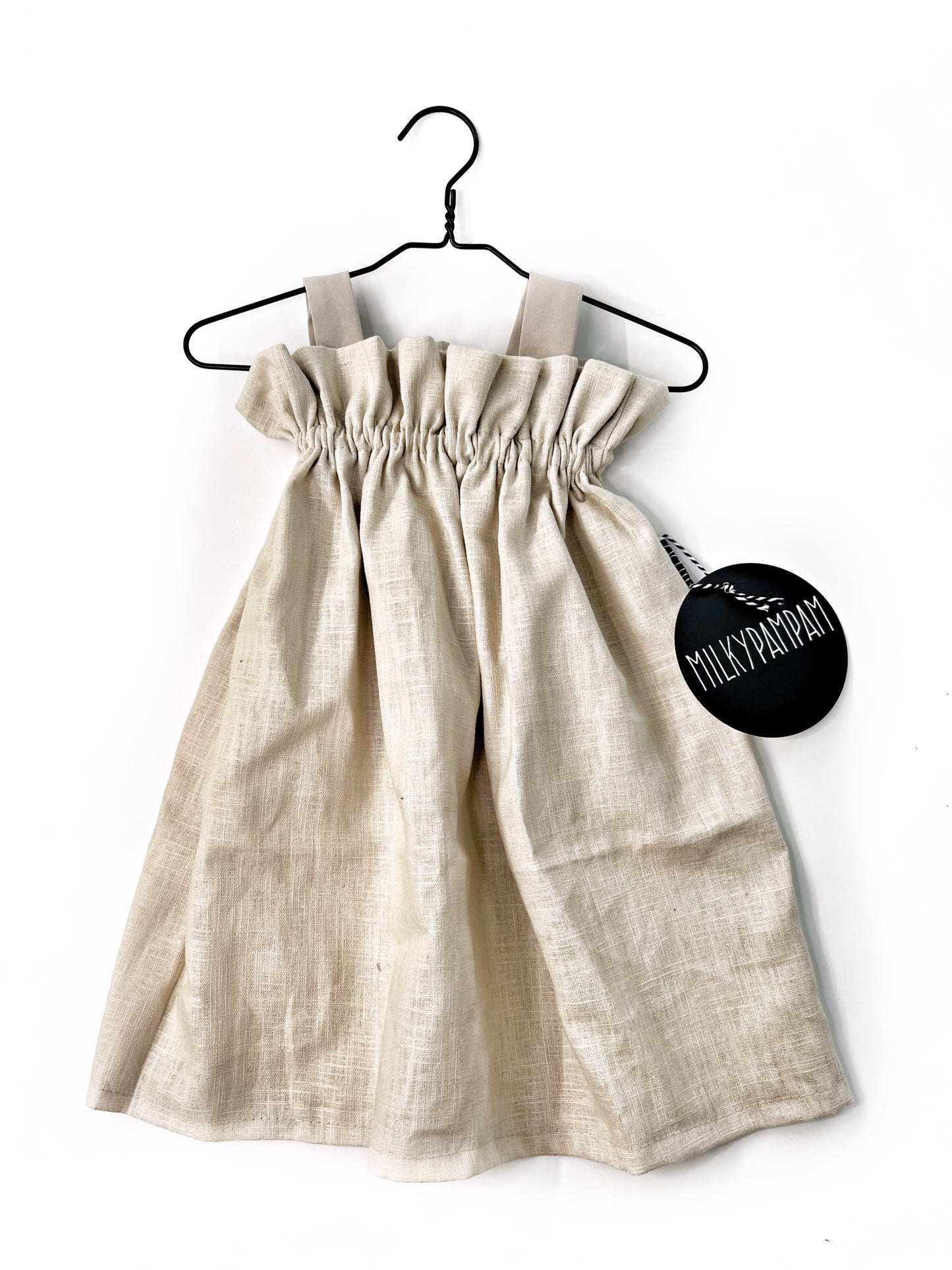 Paperbag Dress Sand Linen