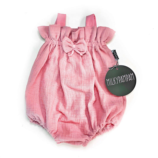 Paperbag Play Suit Musselin Powder Pink