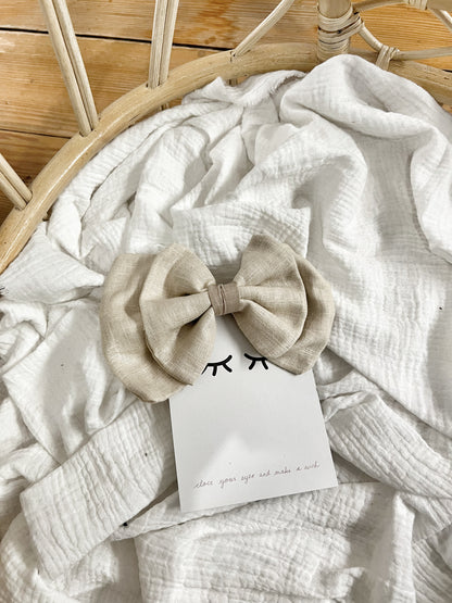 Sofortverkauf  Double Bow Hair Clip Linen Sand