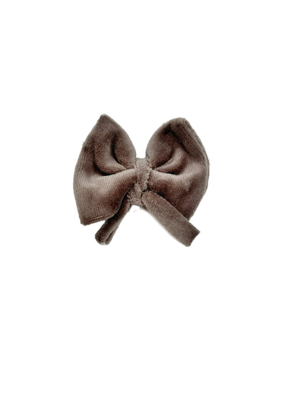 Snap On Bows Taupe Velvet