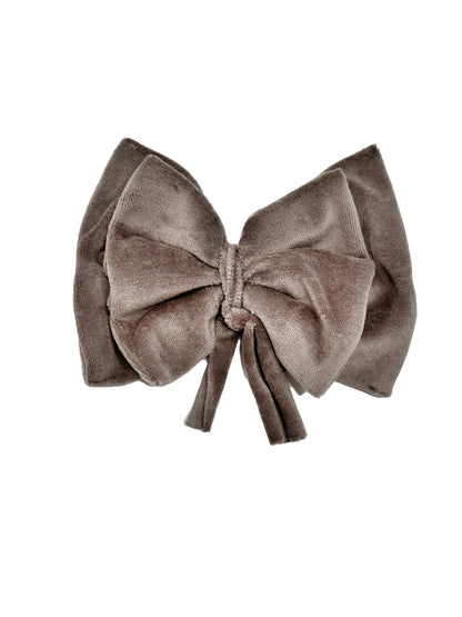 Snap On Bows Taupe Velvet