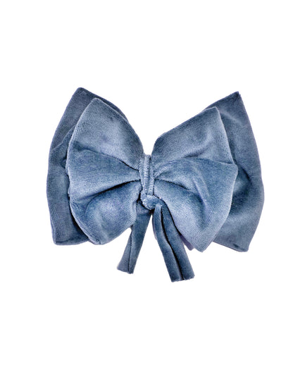 Snap On Bows Blue Velvet