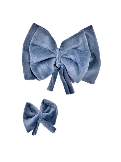 Snap On Bows Blue Velvet