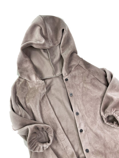 Hoodie Cardigan Taupe Velvet