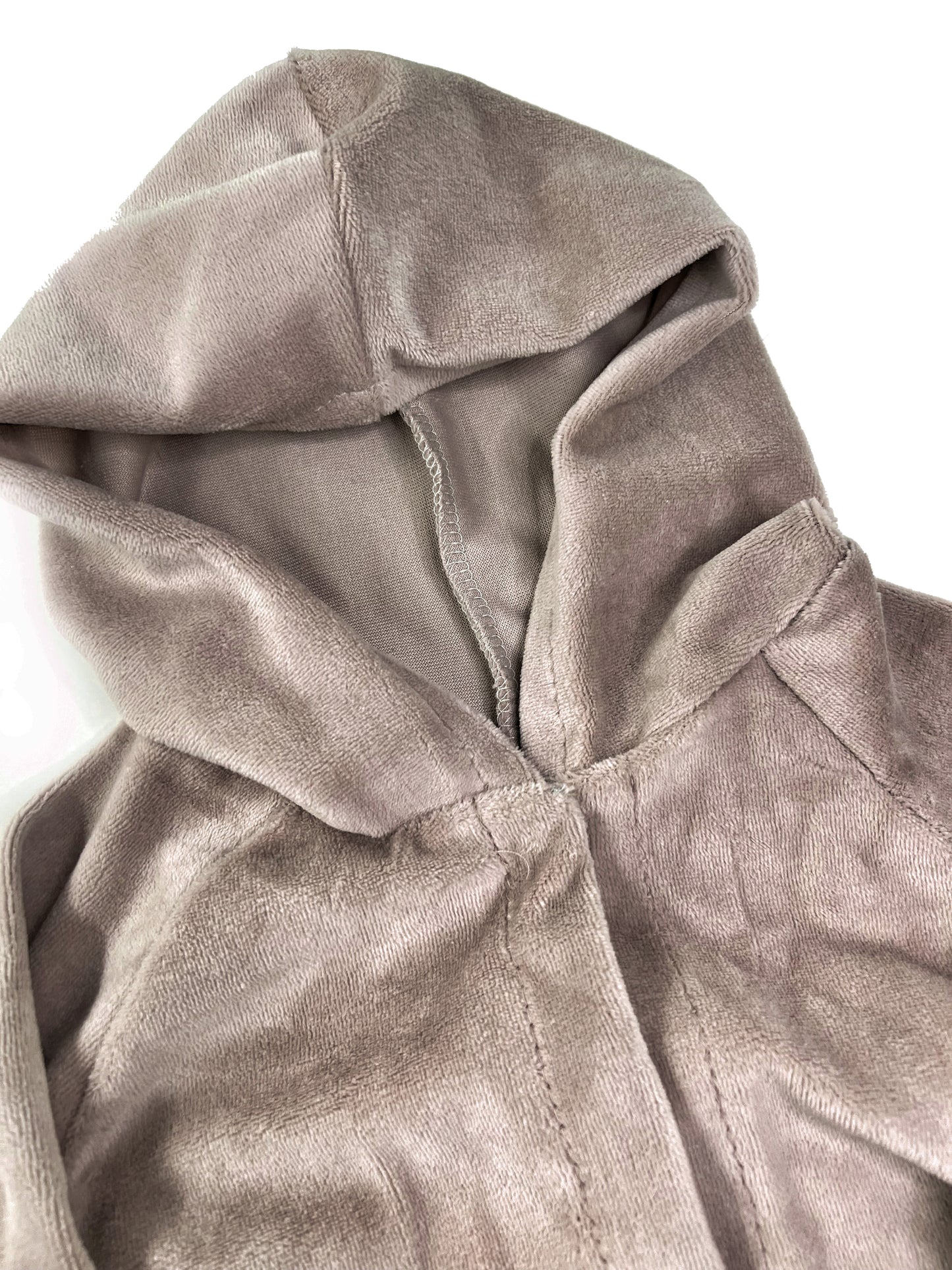 Hoodie Cardigan Taupe Velvet