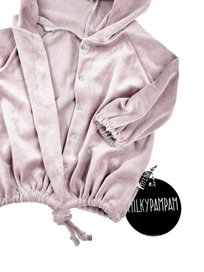 Hoodie Cardigan Nude Velvet