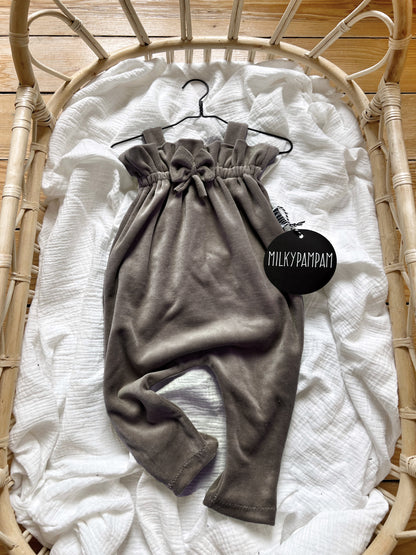 Paperbag Suit Taupe Velvet