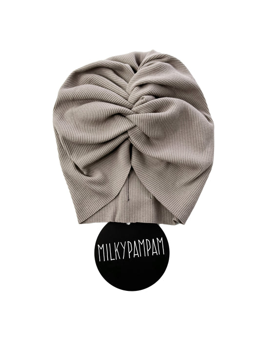 Size 4, 55-60 cm Adult Sofortverkauf Turban Minimal Winter Rib Taupe