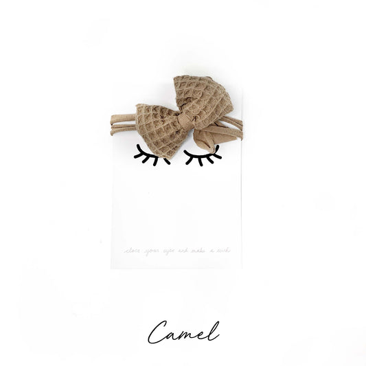 Sofortverkauf One Size  Bow Hair Band Waffelpiqué Camel