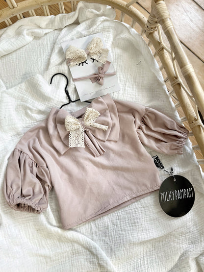 Balloon Long Sleeve Shirt Nude