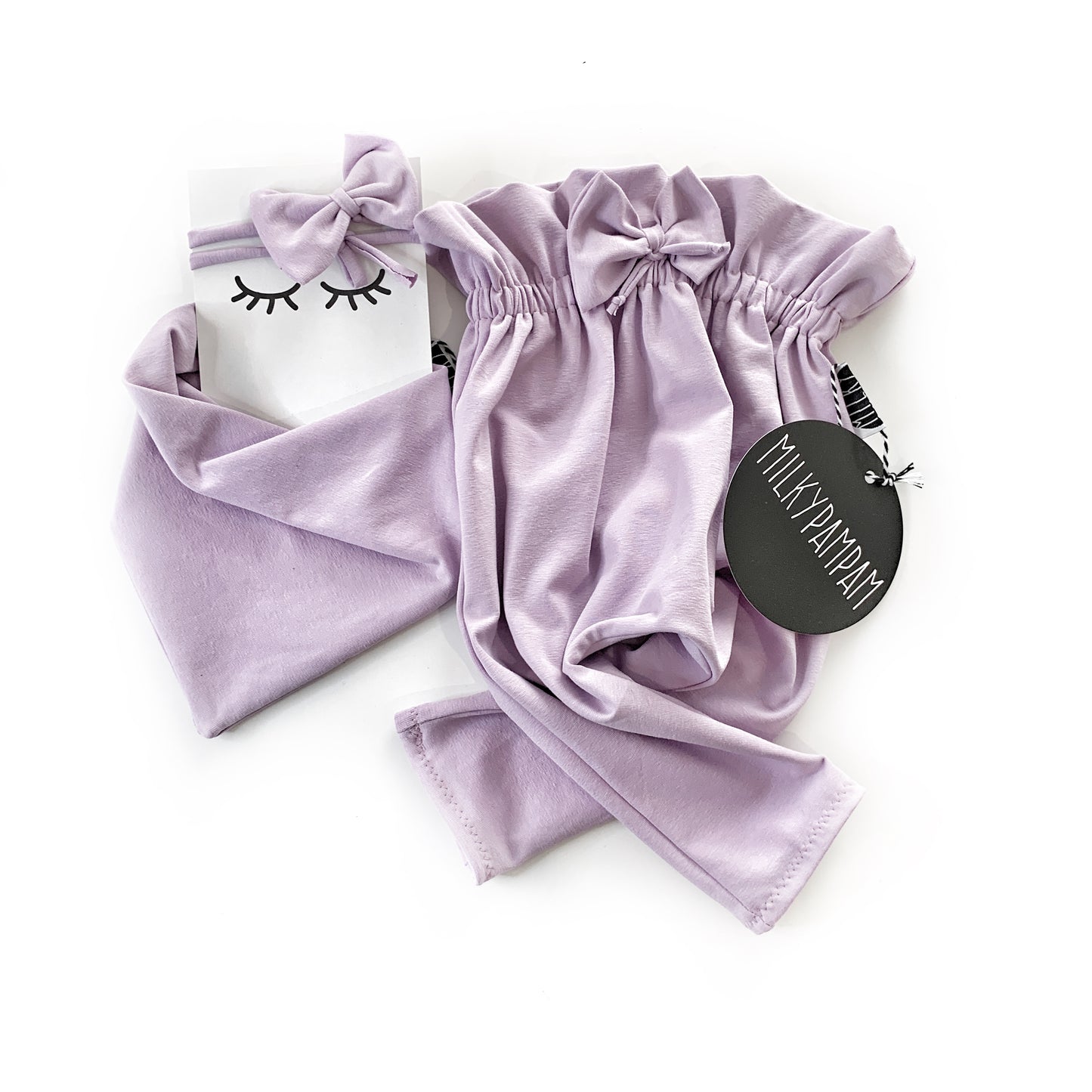 Baby Girl Paperbag Pants Set Lilac