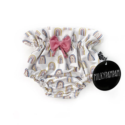 Paperbag Bloomers Happy Rainbow + Powder Pink