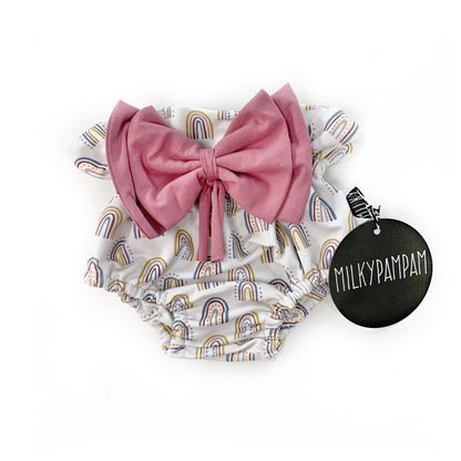 Paperbag Bloomers Happy Rainbow + Powder Pink