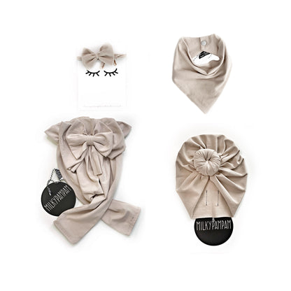 Baby Girl Paperbag Pants Set Sand