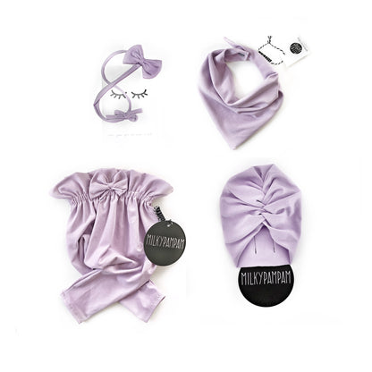 Baby Girl Paperbag Pants Set Lilac